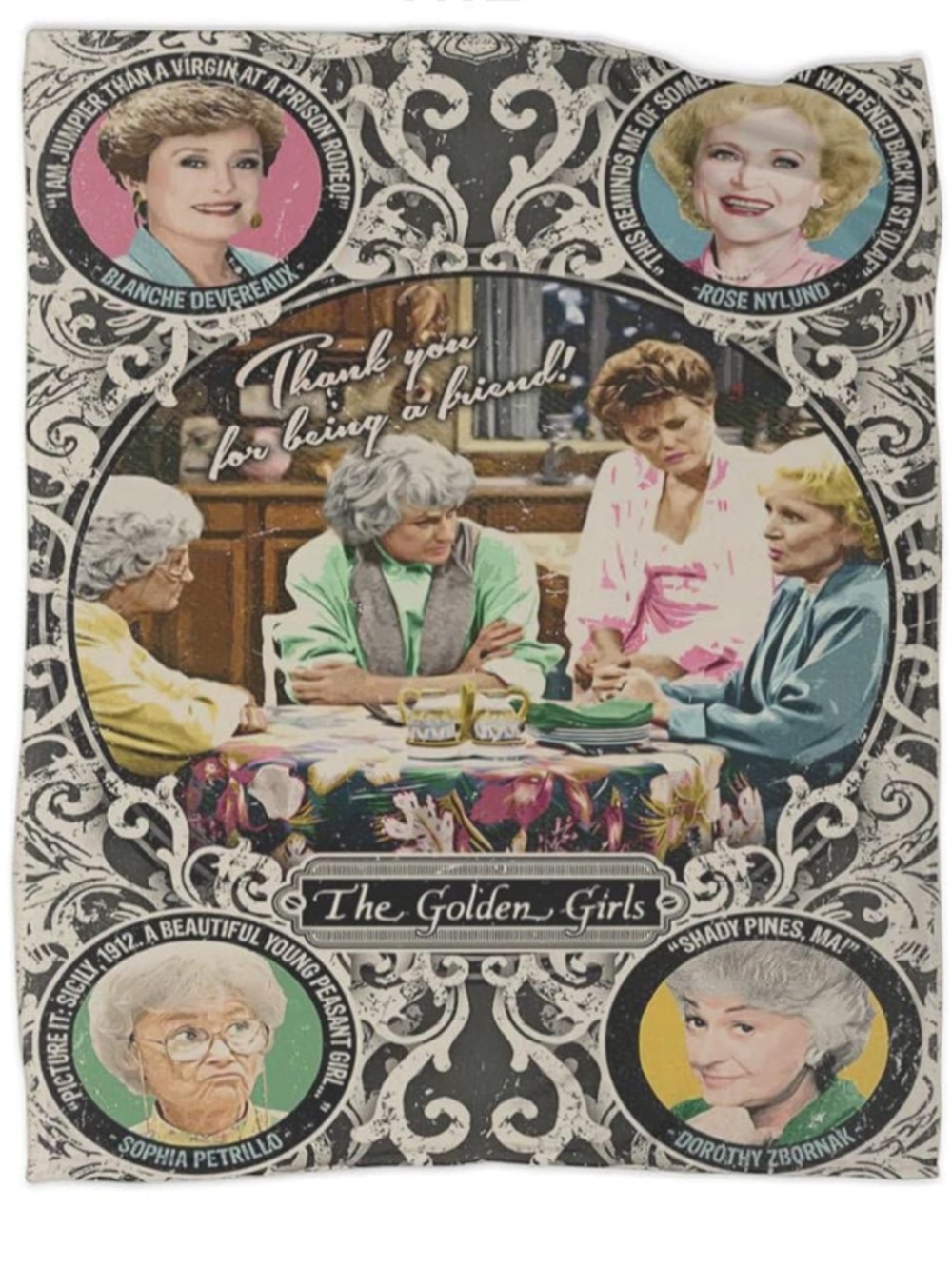 NEW GOLDEN GIRLS Fleece Throw Blanket Thank You For Being a Friend TV Sitcom 80s